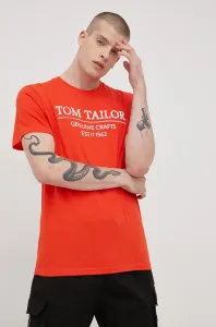 Bavlnené tričko Tom Tailor červená farba, s potlačou #236831