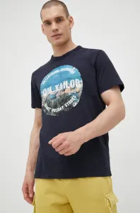 Bavlnené tričko Tom Tailor tmavomodrá farba, s potlačou