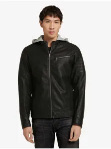 Black Men's Leatherette Jacket Tom Tailor Denim - Mens #210391