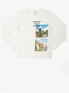 Detská bavlnená košeľa s dlhým rukávom Tom Tailor biela farba, s potlačou