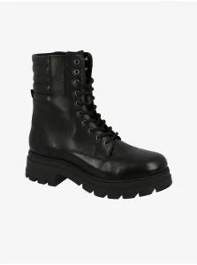 Čierne dámske kožené členkové topánky Tom Tailor #593018