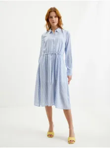 Svetlomodré dámske pruhované košeľové šaty Tom Tailor #3789576
