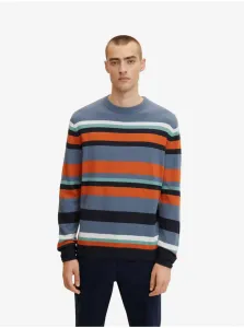 Orange-Blue Men's Striped Sweater Tom Tailor - Men's #625563
