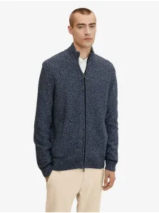 Tmavo modrý pánsky melírovaný sveter na zips Tom Tailor