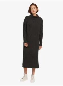 Dark Grey Sweater Midish Dress with Buttons Tom Tailor Denim - Women #3842103