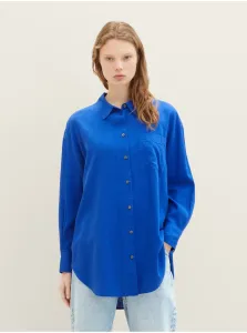 Modrá dámska ľanová košeľa Tom Tailor Denim #6915104
