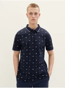 Tmavomodré pánske vzorované polo tričko Tom Tailor Denim #6933879