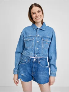 Rifľové bundy pre ženy Tommy Jeans - modrá