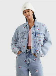 Rifľové bundy pre ženy Tommy Jeans - svetlomodrá #4550625