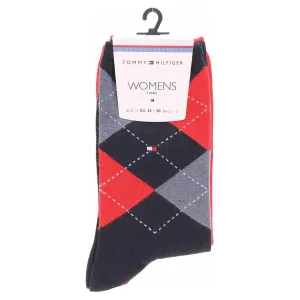 Tommy Hilfiger WOMEN CHECK SOCK 2P Dámske ponožky, červená, veľkosť 35-38