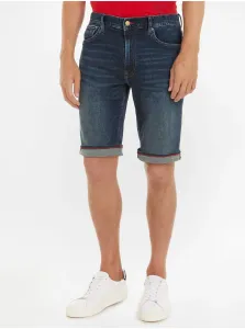 Rifľové krátke nohavice Tommy Hilfiger pánske, tmavomodrá farba