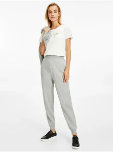 Nohavice Tommy Hilfiger dámske, šedá farba, jednofarebné #629194