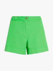 Bavlnené šortky Tommy Hilfiger zelená farba, jednofarebné, vysoký pás #6068075