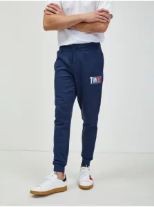 Bavlnené tepláky Tommy Jeans pánske, tmavomodrá farba, s potlačou #636037