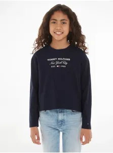 Tmavomodré dievčenské tričko Tommy Hilfiger