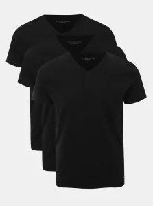 Súprava troch pánskych čiernych tričiek s véčkovým výstrihom Tommy Hilfiger #1047961