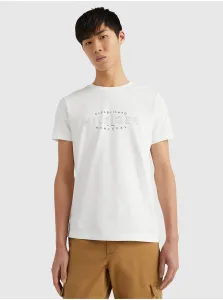 Bavlnené tričko Tommy Hilfiger biela farba, s potlačou #5942598