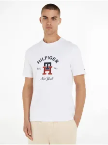 White Man T-Shirt Tommy Hilfiger Curved Monogram Tee - Men