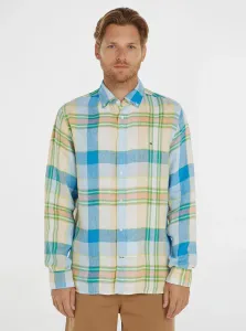 Modro-béžová pánska kockovaná košeľa Tommy Hilfiger #7209857