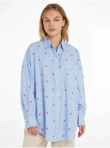 Bavlnená košeľa Tommy Hilfiger dámska, voľný strih, s klasickým golierom