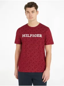 Tommy Hilfiger Men's Red Patterned T-Shirt - Men's #8956550