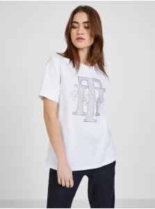 White Women's T-Shirt with Tommy Hilfiger Print - Women #614554