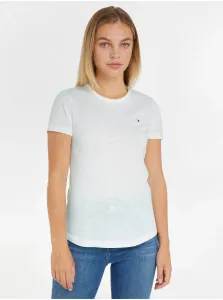 Bavlnené tričko Tommy Hilfiger dámsky,béžová farba,WW0WW37857