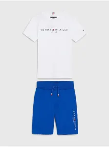 Súprava chlapčenského trička a kraťasov v bielej a modrej farbe Tommy Hilfiger #7199401