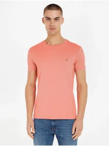 Tričko Tommy Hilfiger pánske, oranžová farba, jednofarebné