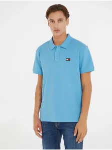Light blue Mens Polo T-Shirt Tommy Jeans Badge Polo - Men #6092524
