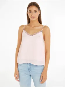 Light Pink Women's Tank Top with Lace Tommy Jeans Essential Lace S - Women #6067750