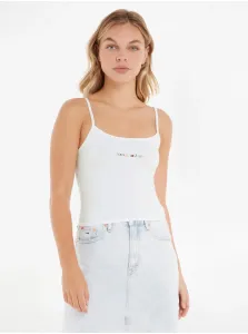 White Women's Top Tommy Jeans TJW BBY Color Linear Strap Top - Women #6327814