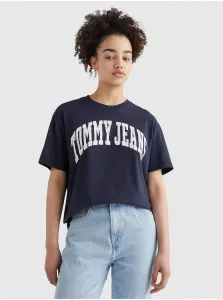 Dark Blue Women's Patterned Long T-Shirt Tommy Jeans - Women #717461