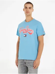 Tričká s krátkym rukávom pre mužov Tommy Jeans - svetlomodrá #6068505