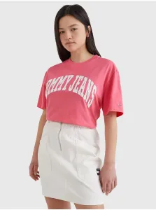 Pink Women's Patterned Long T-Shirt Tommy Jeans - Women #717469