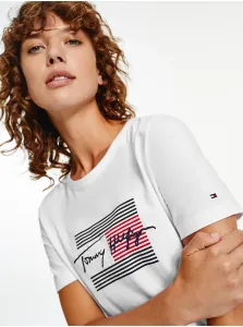 White Women's T-Shirt with Tommy Hilfiger Print - Women #703279