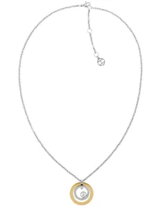 Tommy Hilfiger Luxusný oceľový náhrdelník s bicolor príveskom 2780538