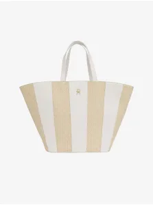 Bielo-béžová dámska pruhovaná plážová taška Tommy Hilfiger