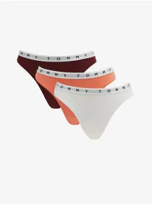 Set of three thongs in burgundy, apricot and white Tommy Hilfiger Underwea - Ladies #3799009