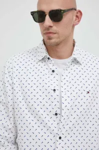Bavlnená košeľa Tommy Hilfiger pánska, biela farba, regular, s talianskym golierom