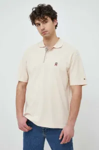 Bavlnené polo tričko Tommy Hilfiger béžová farba, s nášivkou