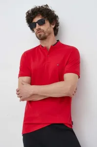 Bavlnené polo tričko Tommy Hilfiger červená farba, jednofarebné #8445989