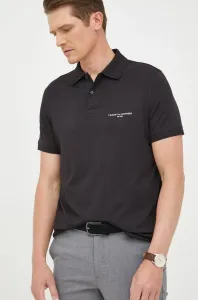 Bavlnené polo tričko Tommy Hilfiger čierna farba, s potlačou