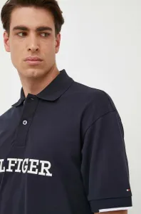 Bavlnené polo tričko Tommy Hilfiger tmavomodrá farba, s nášivkou