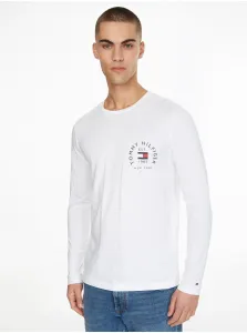 Bavlnené tričko s dlhým rukávom Tommy Hilfiger biela farba, jednofarebné #4887793
