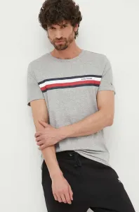 Bavlnené tričko Tommy Hilfiger šedá farba, s potlačou