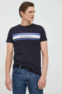 Bavlnené tričko Tommy Hilfiger tmavomodrá farba, s potlačou #4229591