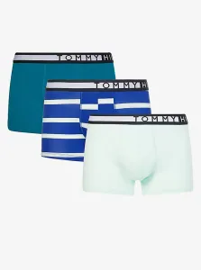Sada troch pánskych vzorovaných boxeriek v petrolejovej, mentolovej a modrej farbe Tommy Hilfiger #173861