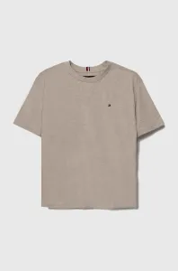 Detské bavlnené tričko Tommy Hilfiger béžová farba, jednofarebný
