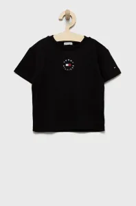 Detské bavlnené tričko Tommy Hilfiger čierna farba, jednofarebný #214234